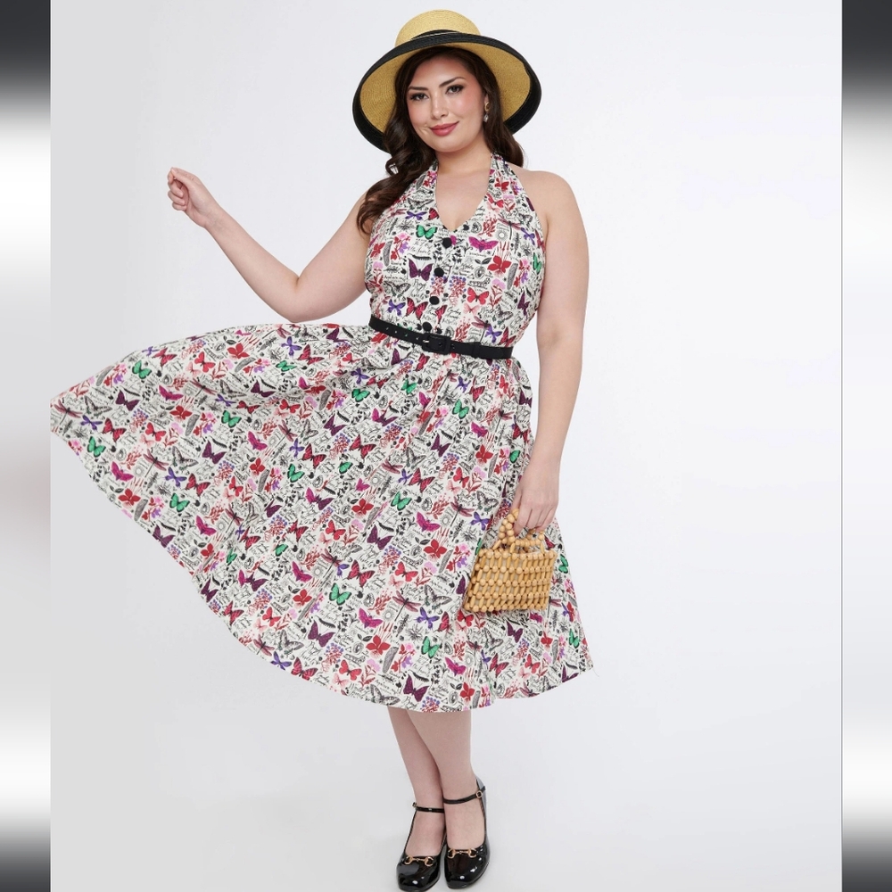 NWT UV Butterfly Halterย Dress 1X - Picture 1 of 9